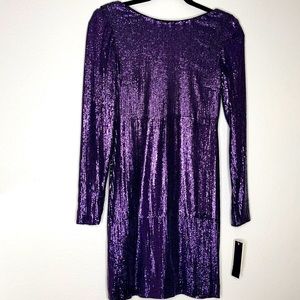 Aqua Purple Sequin drapeback dress